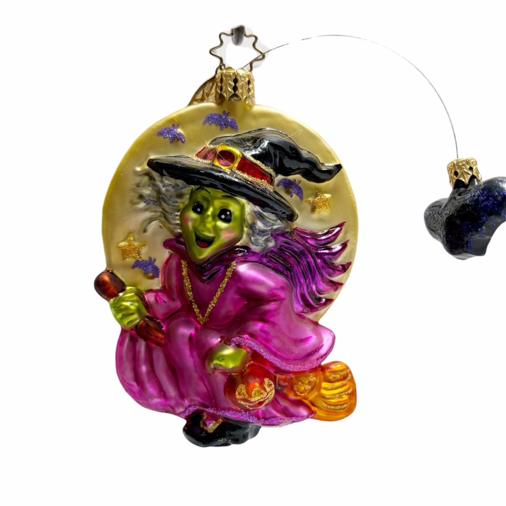 Christopher Radko | Mean Green Flying Machine Witch Ornament Halloween Y2K - Picture 2 of 6
